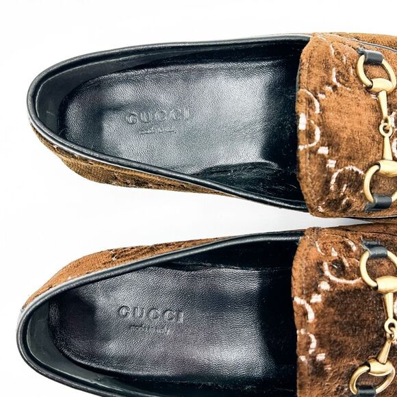 Gucci Loafers Horsebit Jordaan Velvet Flats GG Monogram Size 37.5, 7.5 - Picture 12 of 13